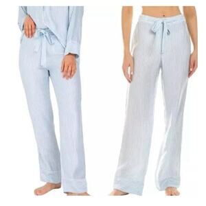 Ettitude Bamboo Sateen Pajama Pants Starlight Blue Stripes Sz L NEW